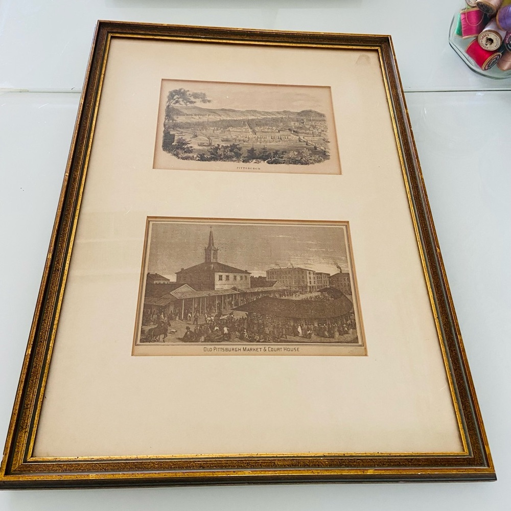 Antique Framed Pittsburgh Market Courthouse Prints